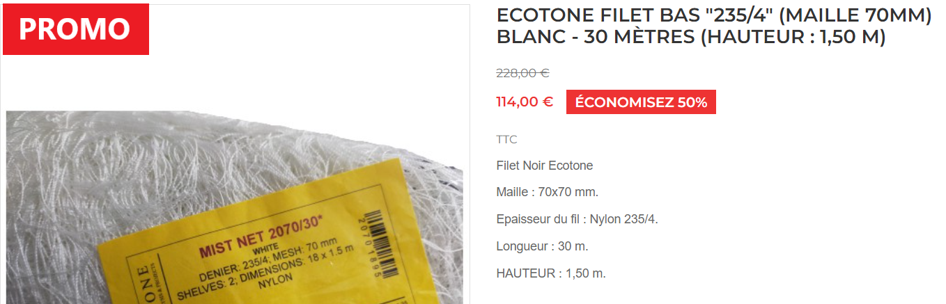 Filets Ecotone 2070/30 bas en PROMO